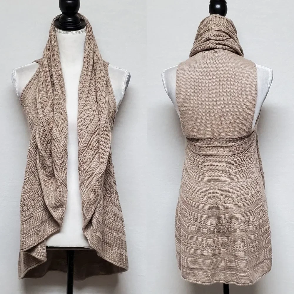 STITCH Fix Market & Spruce Boho Multi-Knit Sleeveless Round Open Front Cardigan